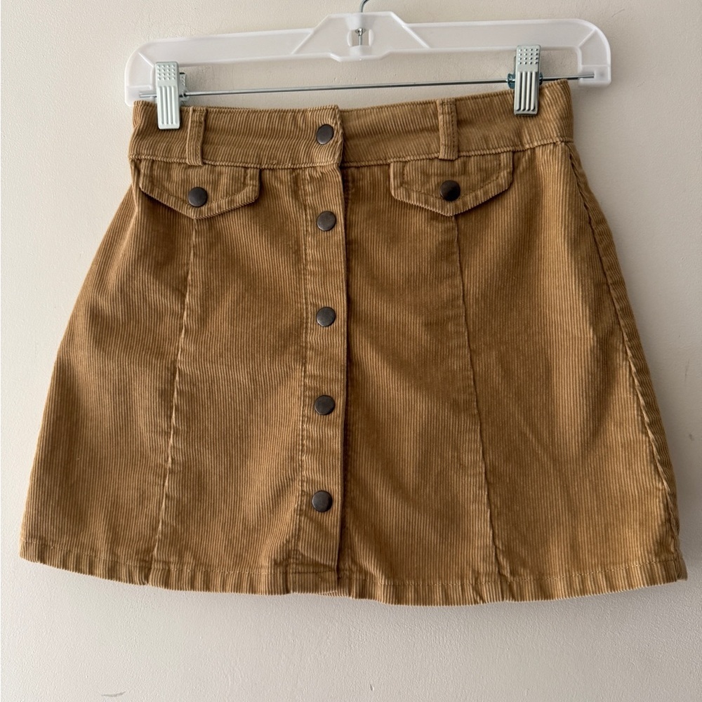 BDG Urban Outfitters Tan Brown Corduroy Button‎ Front Mini Skirt